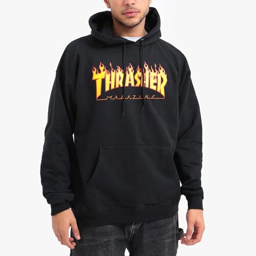 skate Mikina THRASHER Flame hood black černá
